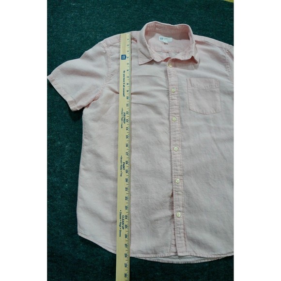 Gap Shirt Mens Large pink Button Up Linen Cotton Standard Fit - Picture 5 of 6